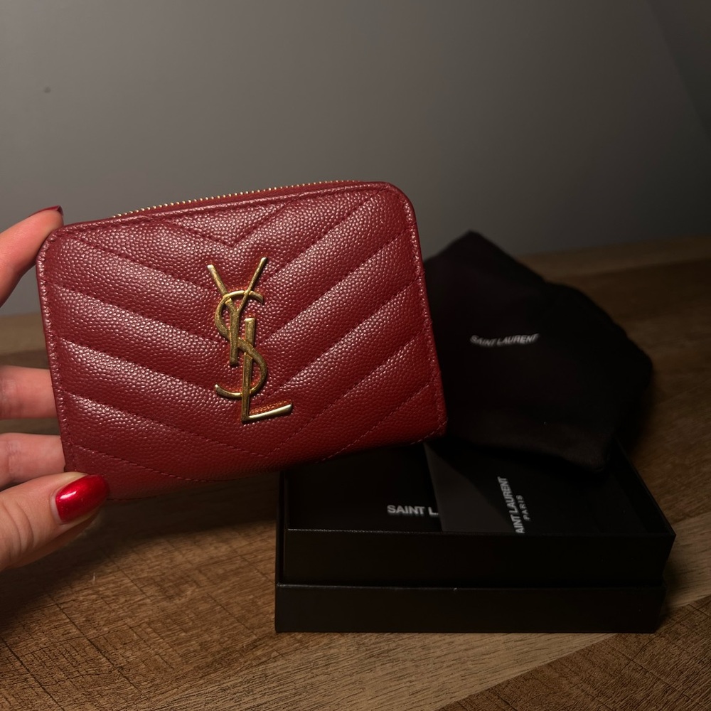 YSL Red Leather Wallet - Excellent Condition with Original Box